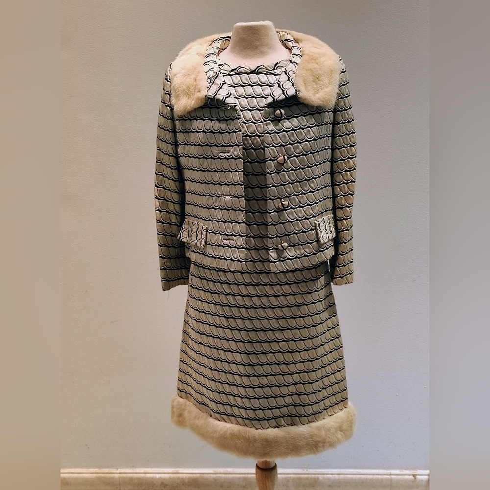 Vintage 1950s Dress And Jacket With Blonde Mink